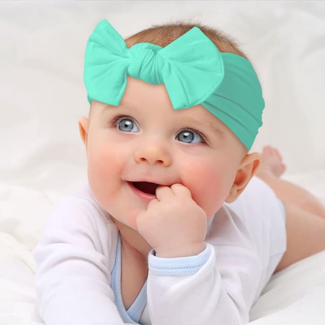 Detalle 2 de Aolso Baby Girl Headbands (10-pack) with bows – newborn to toddler hair accessories