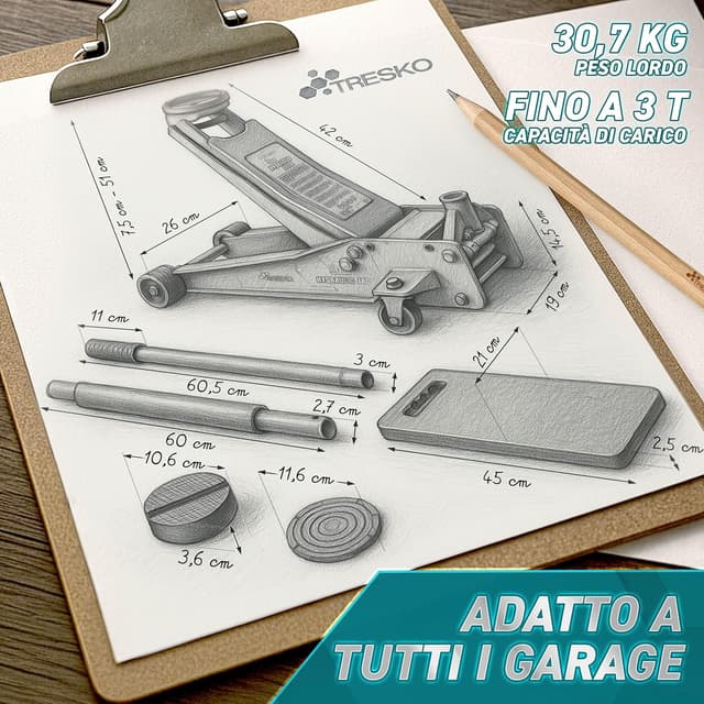 Thumbnail 1 de TRESKO Cric idraulico 3T 75–510 mm