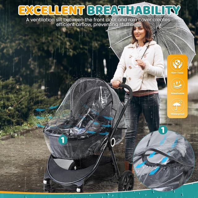 Detalle de Orzbow Regenschutz Kinderwagen & Babywanne mit Fenster