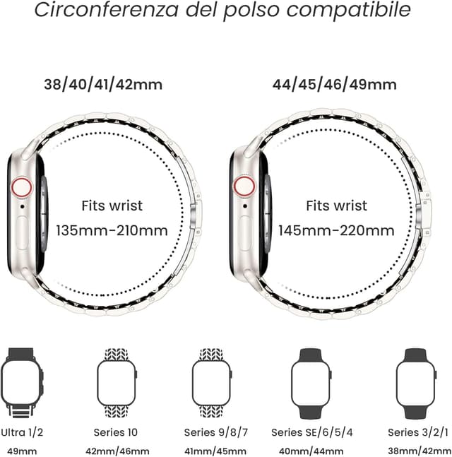 Detalle 2 de Bracciale in brillante “cristalli” per Apple Watch Donna compatibile 38/40/41/42/44/45/46/49 mm