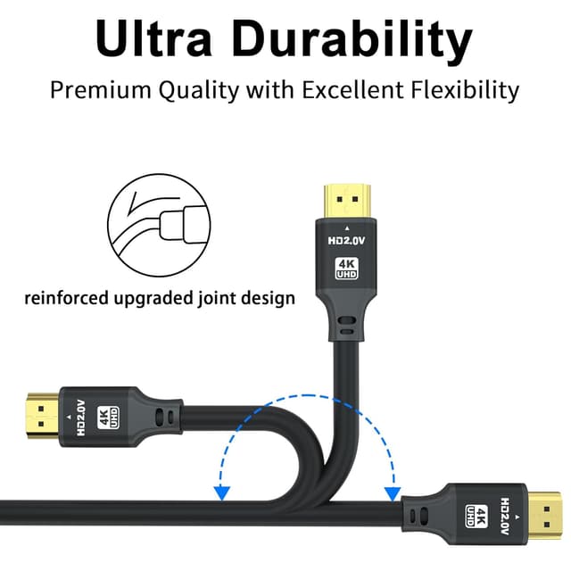 Detalle de charlore HDMI-Kabel 10 m (HDMI 2.0, 18 Gbit/s) für 4K@60 Hz – Ultra High Speed