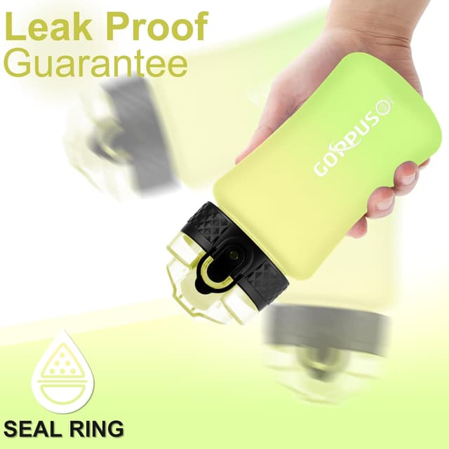 Detalle 2 de GOPPUS 350ml Kids Water Bottle with Straw, Strap & Flip-Top Lid (BPA-free, Leakproof)