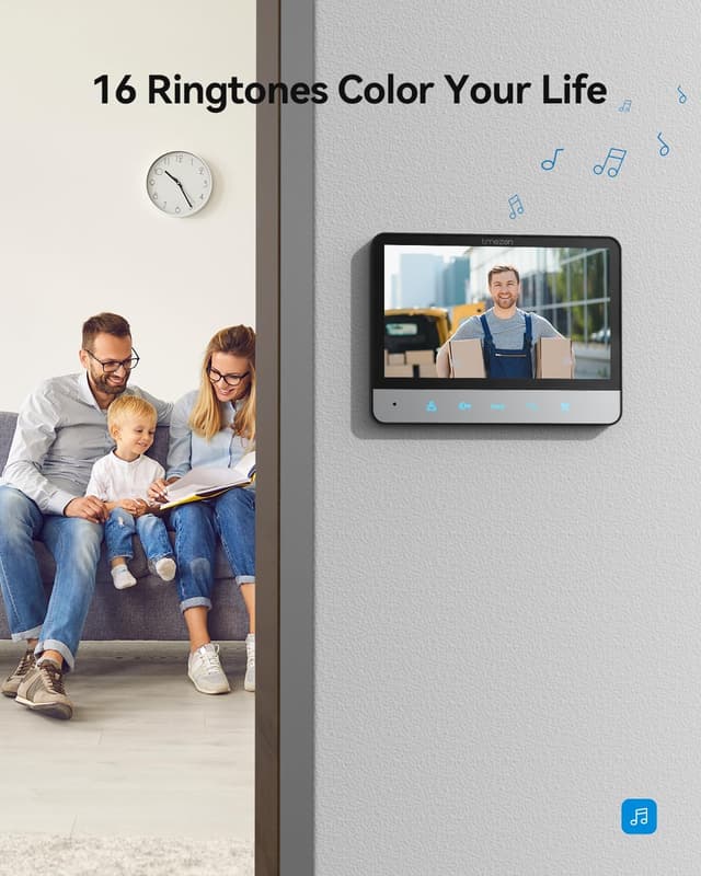 Thumbnail 5 de TMEZON 4-Draht Video-Türsprechanlage mit Kamera und 2× 7" Monitor für 1 Familie