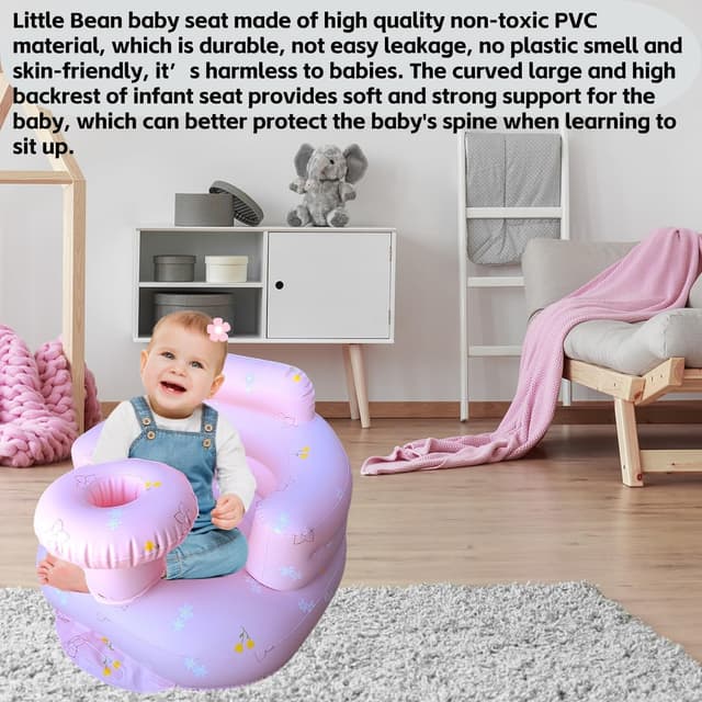 Detalle de Pink Flower Tray Baby Inflatable Seat (4–24 Months) with Built-in Air Pump & Back Support