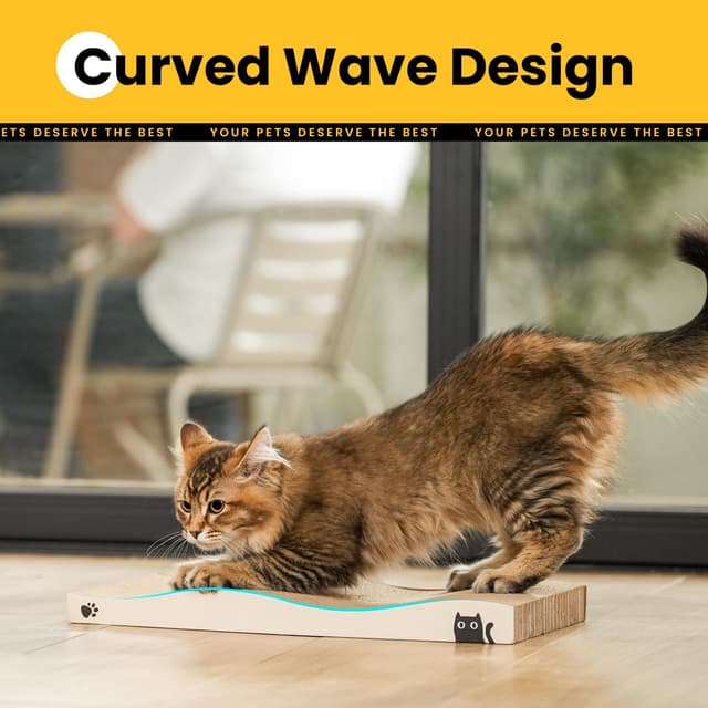 Detalle de Coching Katzen Kratzbrett 3,5 cm dick – halbhohes Karton-Kratzpappe mit Katzenminze, 2er-Set