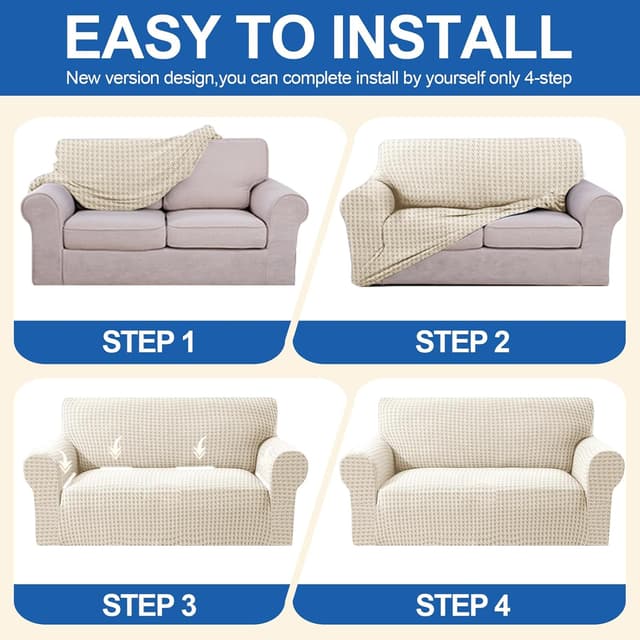 Thumbnail 6 de YSTELLAA housse canapé 1 place beige antidérapante