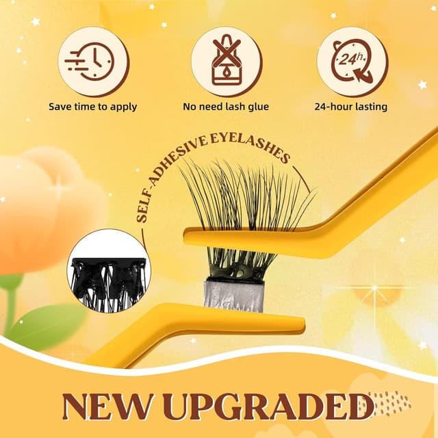 Detalle de QUEWEL Selbstklebende Wimpern-Extensions (60 Stück) – 10–16 mm, wiederverwendbare Cluster ohne Kleber