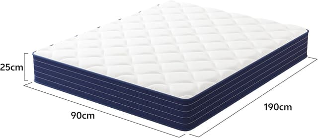 Detalle 2 de PurrJoys 3FT Single Mattress 90x190x25cm (10 Inch) H3 Firm Cooling Gel Memory Foam with Washable Zipper Cover