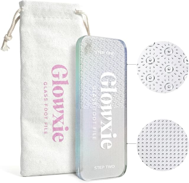 Detalle de Glowxie Nano Glass Foot Files for Hard Skin – 2-in-1 Foot File & Heel Scraper (wet & dry)