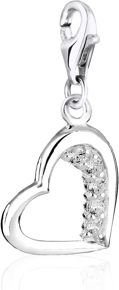 Detalle de Nenalina Herz-Karabiner Charm-Anhänger aus 925er Sterlingsilber (716095-019) für Bettelarmband