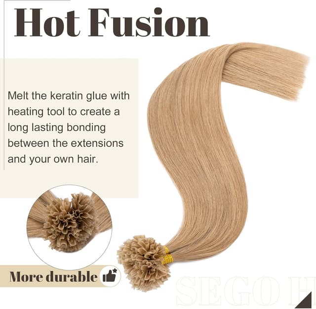 Detalle de Estensioni capelli Remy U Tip 35 cm 27 biondo scuro