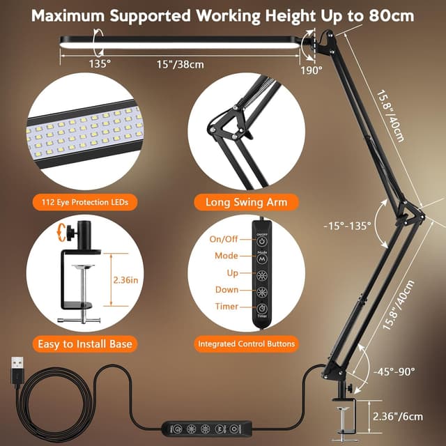 Detalle 2 de BIENSER LED desk lamp with clamp, 112 LEDs