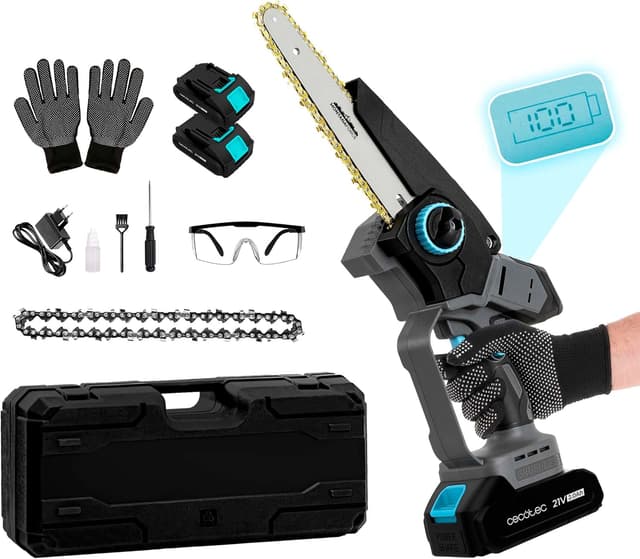 Detalle de Cecotec Motosega elettrica a batteria 8" 21V MontanaForce 8000 Hand con 2 batterie Nexus