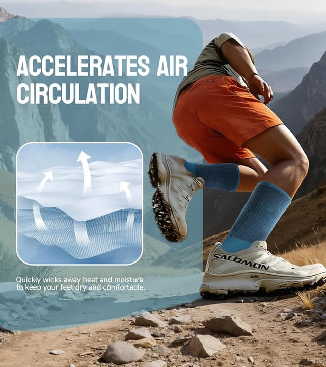 Detalle de TANSTC Merino Wool Hiking Socks for Men & Women (Thick Cushioned, Anti-Blister, Breathable) – 3 Pairs