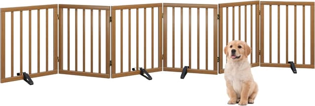 Detalle 2 de Algherohein Foldable Dog Gate for Doorways (Natural) – Indoor Pet Gate with 6 Panels