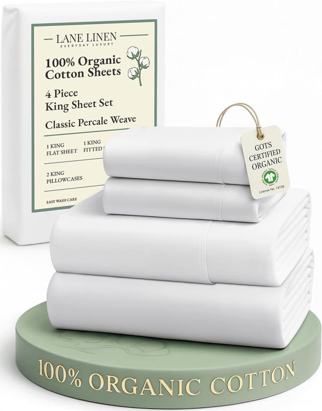 Detalle de Lane Linen 100% Organic Cotton King Size Sheets Set