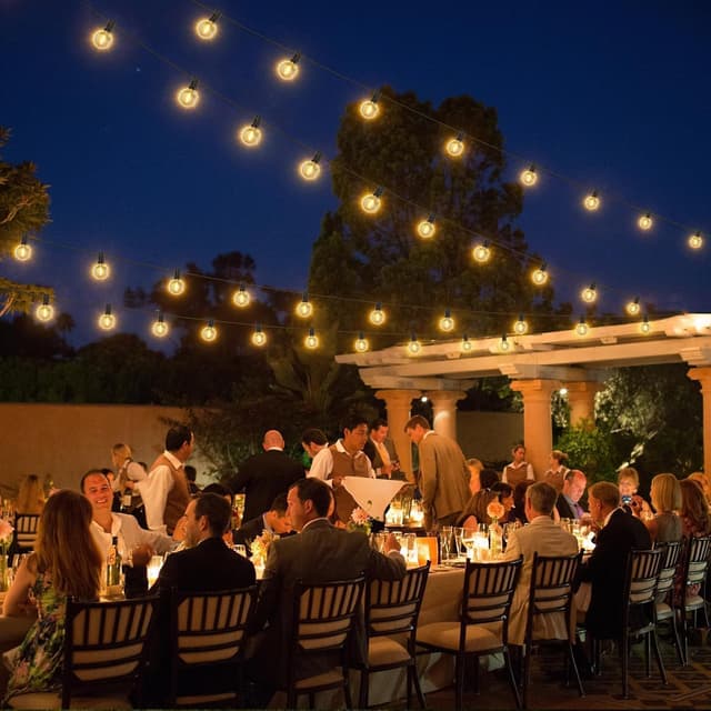 Detalle 2 de Miootly Catena Luminosa da Esterno 45 m con lampadine LED G40, 2700K (75+2) bianco caldo