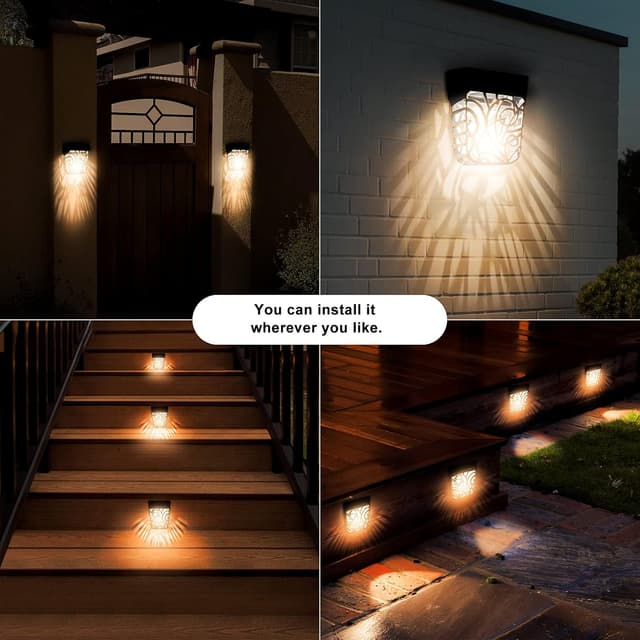 Detalle de Chipark Solar Fence Lights – IP65 Solar Wall Lights (6 Pack, Warm White)