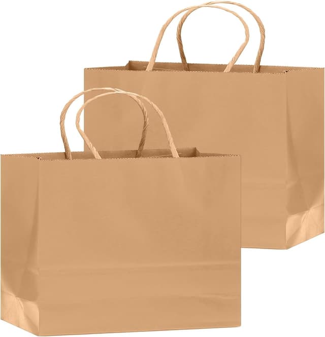 Detalle 2 de Gcardist 50 pack kraft gift paper bags with handles (32x11x24.5cm, brown)