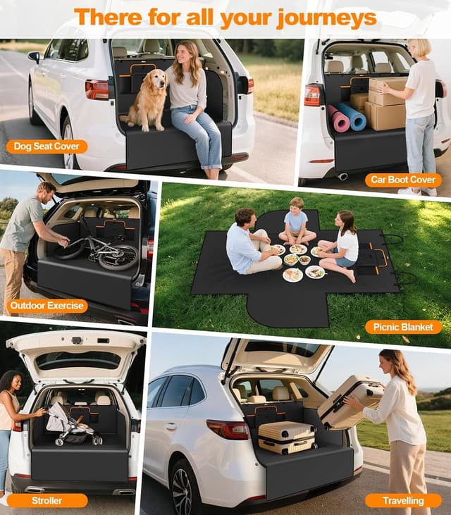 Thumbnail 6 de UPAWPIA Waterproof Car Boot Liner for Dogs (185 x 115 x 48cm) with Side Bumper Protection
