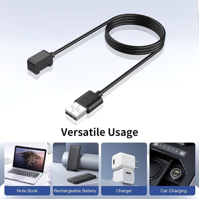 Detalle de TiMOVO Magnetic USB Replacement Charging Cable for Samsung Galaxy Fit 3 SM-R390 (2-Pack) – Black