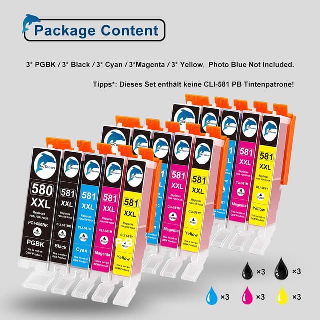 Detalle 2 de GoToners XXL Patronen für Canon 580 581