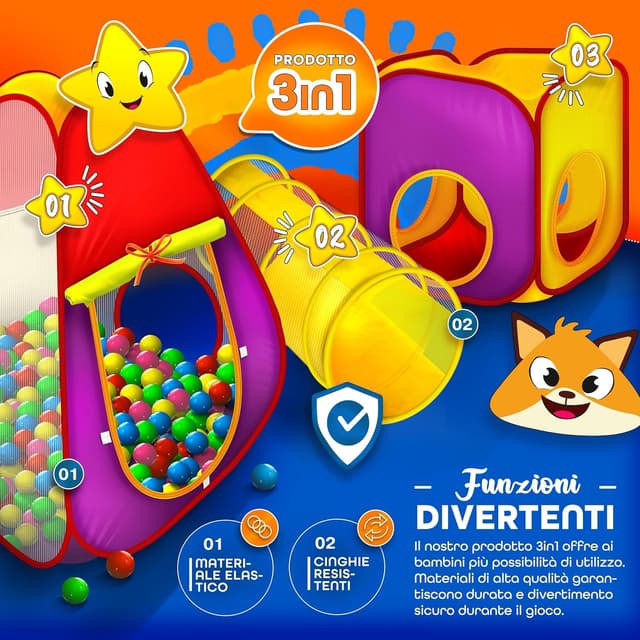 Thumbnail 2 de KIDUKU Tenda a dado Pop Up con tunnel e 200 palline