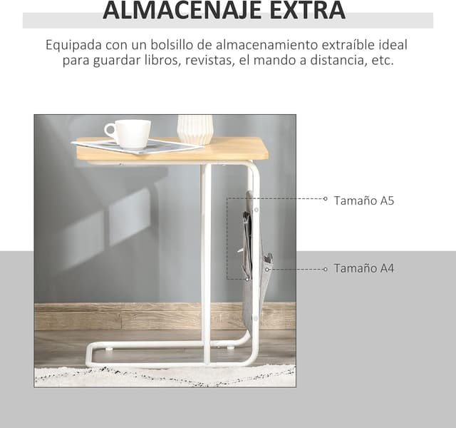 Thumbnail 4 de HOMCOM Mesa Auxiliar de Sofá en C 37x48x55,8 cm