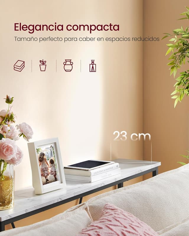 Thumbnail 3 de VASAGLE Mesa de Consola delgada, blanca y negra 🖤