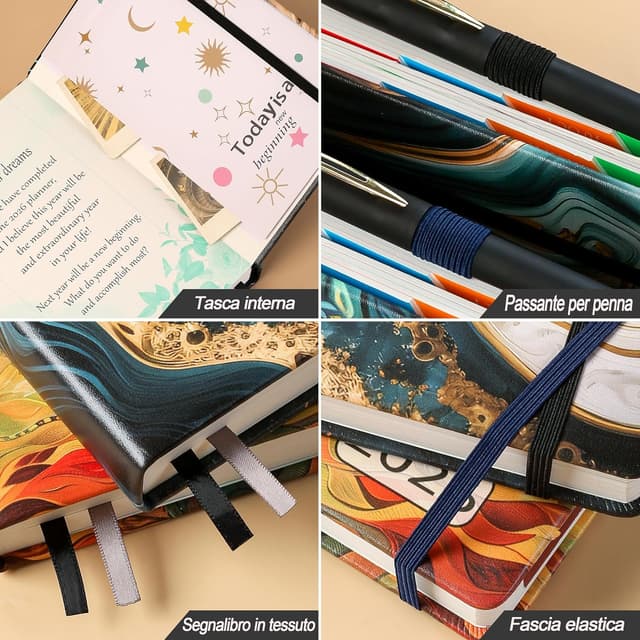 Detalle 2 de Agenda 2026 A5 “Giorno per pagina” nero con planner giornaliero e mensile