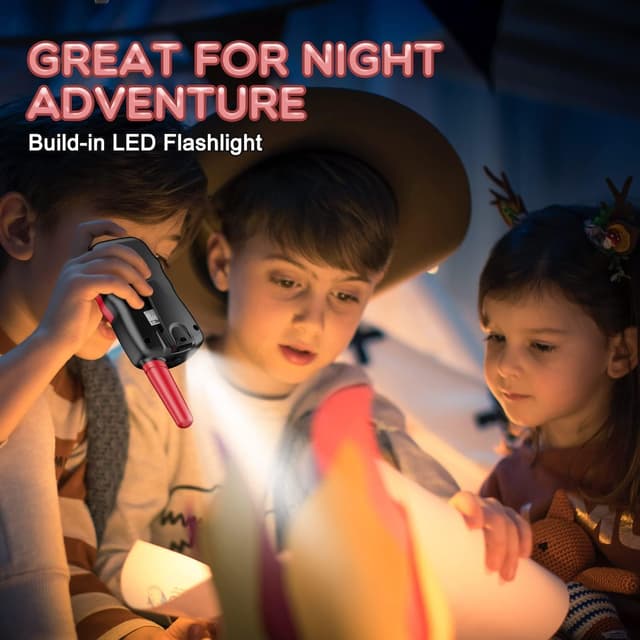 Detalle de Kearui Walkie-Talkie für Kinder (ab ca. 3–8 Jahre), 8 Kanäle, VOX & Tastensperre – Schwarz/Rot