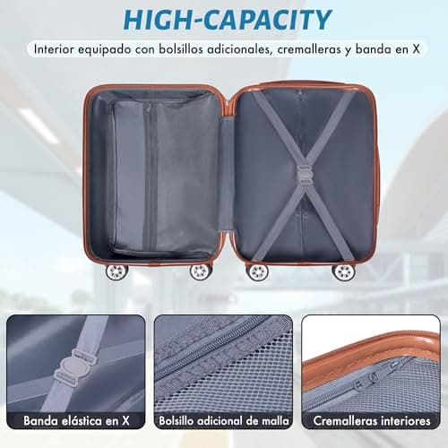 Detalle de Juego de 3 maletas T-LOVENDO.ES rígidas ABS con ruedas 360° (cabina, mediana y grande)