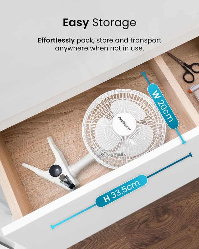 Thumbnail 6 de Pro Breeze 6 Inch Clip on Fan with 2 Speeds (Mains Powered) – Quiet 360° Rotation Desk Fan