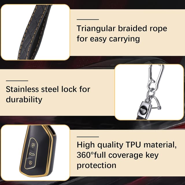 Detalle de JIZZU Car Key Cover VW Gold 3-button TPU case ๐