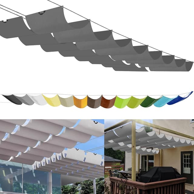 Detalle de Einziehbares Welle Sonnensegel 0,9 x 4 m (nach Maß) – verstellbare Pergola-Markise in Dunkelgrau mit 95% UV-Schutz
