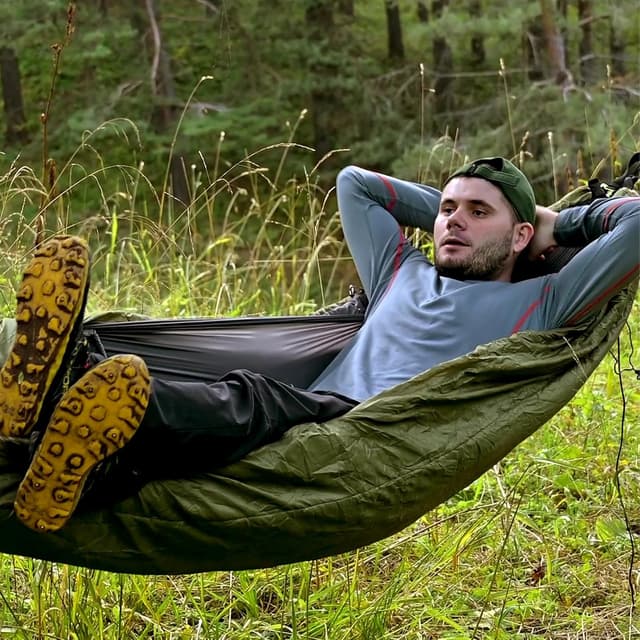 Detalle de Night Cat sous-quilt pour hamac de camping (underquilt) – couverture thermique 240 × 110 cm