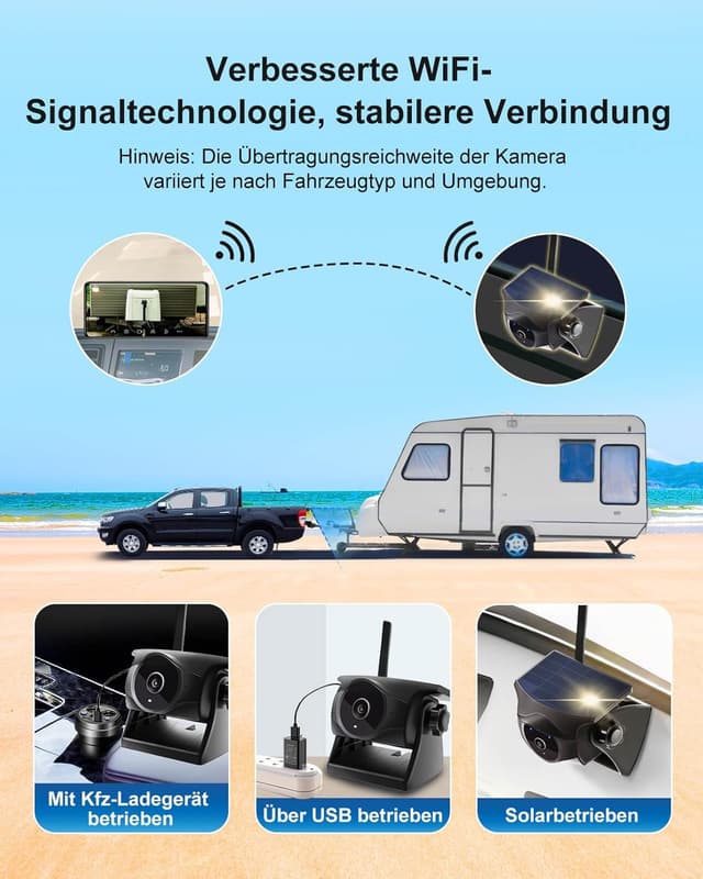 Thumbnail 4 de 1080P Solar Kabellose Rückfahrkamera