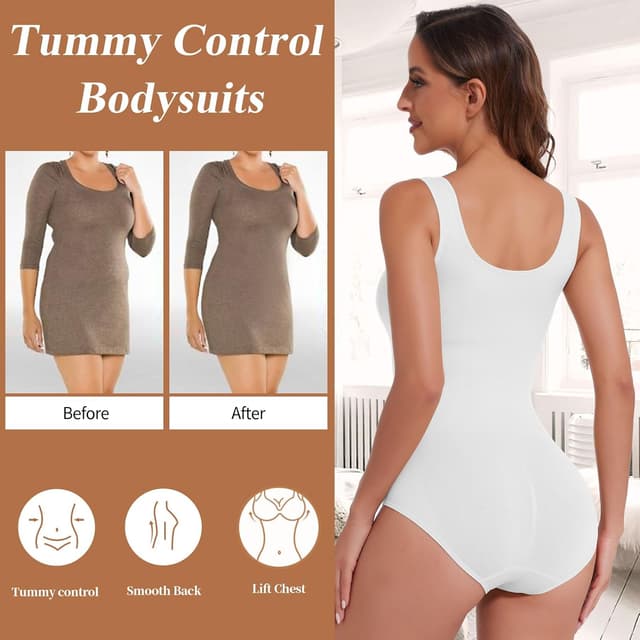 Detalle de Joyshaper Shapewear Damen Body Shaper „Bauchweg“ – formender Miederbody mit Tank-Top-Optik