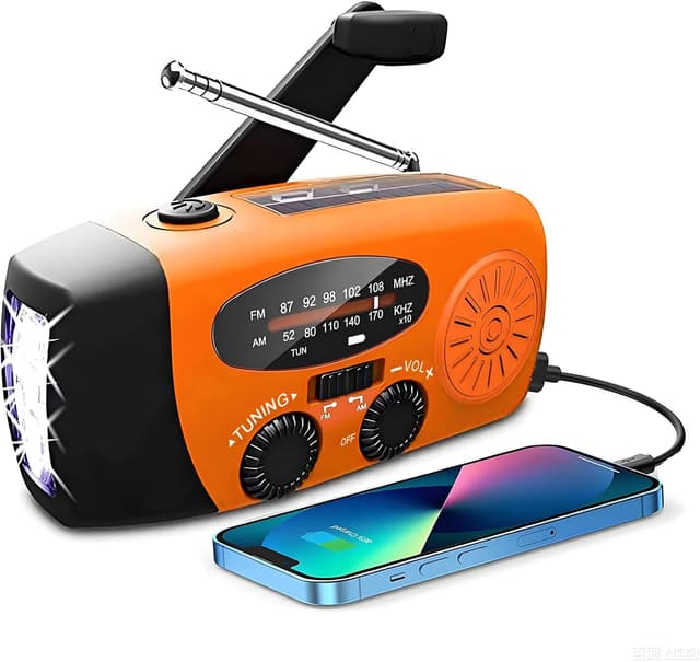 Detalle de SOLARBABY Wind Up Solar Radio – AM/FM emergency solar weather radio with hand crank