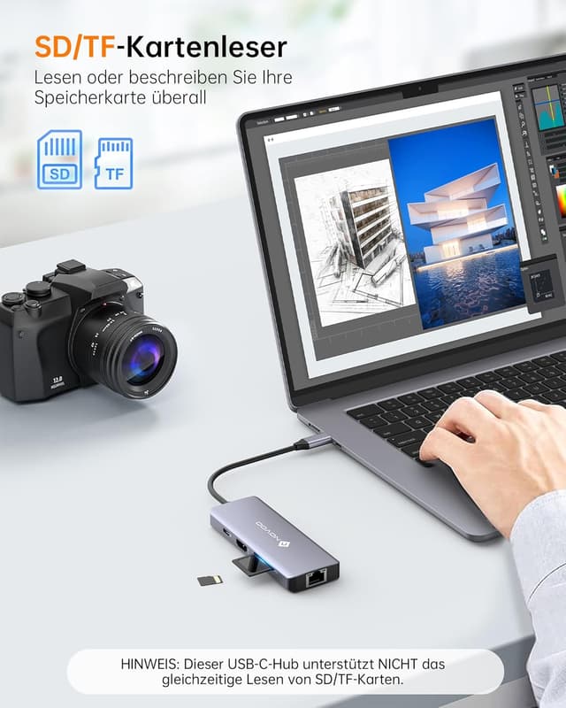 Detalle 1 de USB-C Hub NOVOO 8-in-1 mit 4K@60Hz