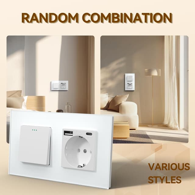 Detalle 2 de BSEED Interruptor 1 Gang USB C Blanco