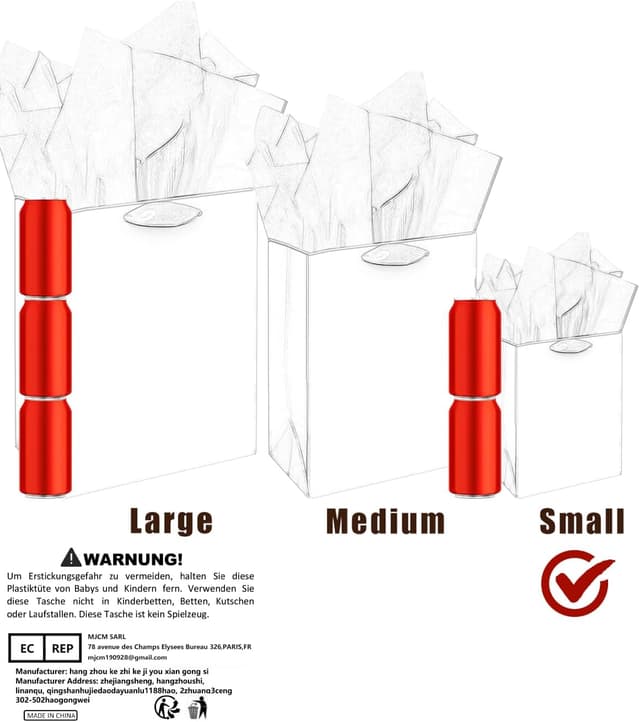 Detalle 2 de Gcardist 10 Mini-Geschenktüten in Lachsfarbe aus Seidenpapier mit Tragegriffen – 12 x 16 x 6 cm