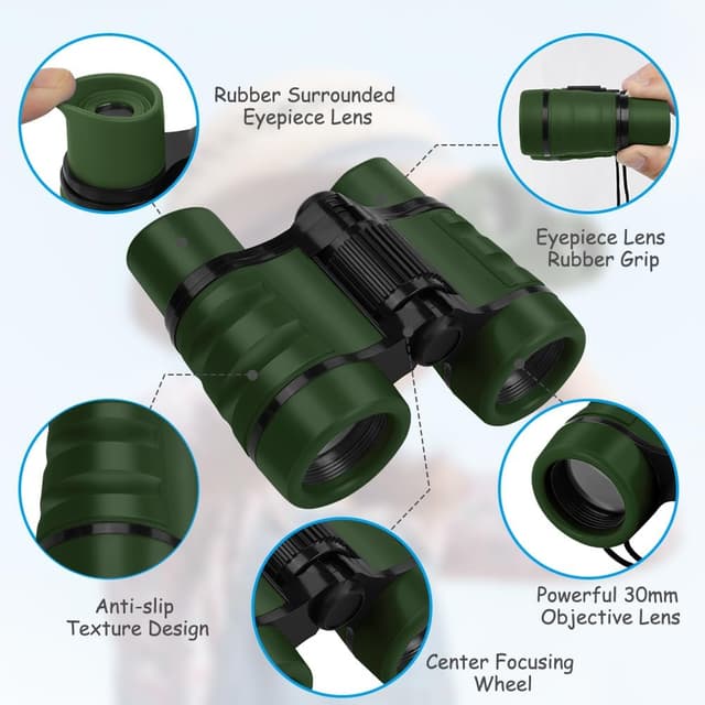 Detalle de OSDUE Binocolo per Bambini 4x30 compatto antiscivolo, mini portatile per bird watching