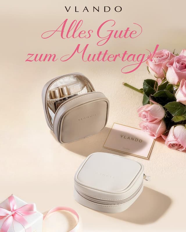 Detalle de VLANDO Kosmetiktasche klein – Make-up Bag mit Einsteckfächern, Reißverschluss & wasserabweisendem Material