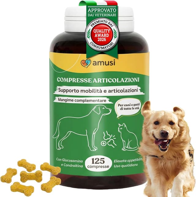 Detalle de amusi Integratore Articolazioni Cane 125 compresse con glucosamina, condroitina, MSM e curcuma