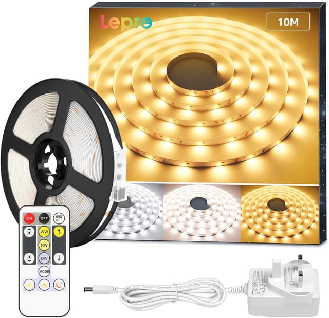 Detalle de Lepro 10m LED Strip Lights with Remote and Plug (Warm White to Cool Daylight, Tunable)