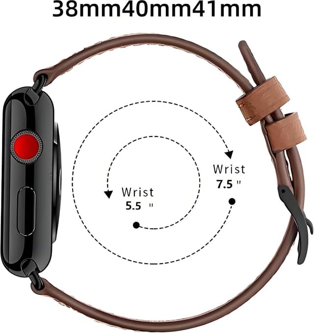 Detalle 2 de HUAFIY Genuine Leather Apple Watch Band (42mm–49mm) with Stainless Buckle for Series 1–11 and Ultra models
