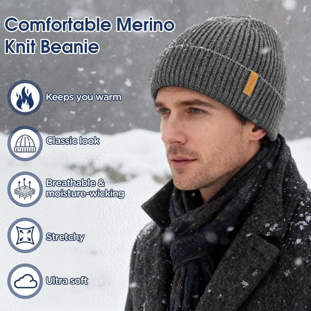 Detalle 2 de Donfri Merino Wool Beanie Hat, 122 g