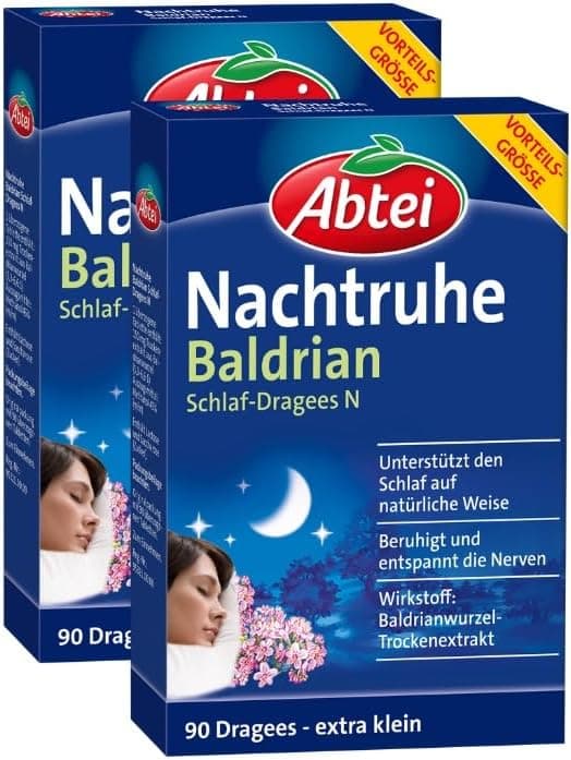Detalle 2 de Abtei Nachtruhe Baldrian Schlaf-Dragees N – pflanzliches Arzneimittel für erholsamen Schlaf & nervliche Belastung (90 Dragees)