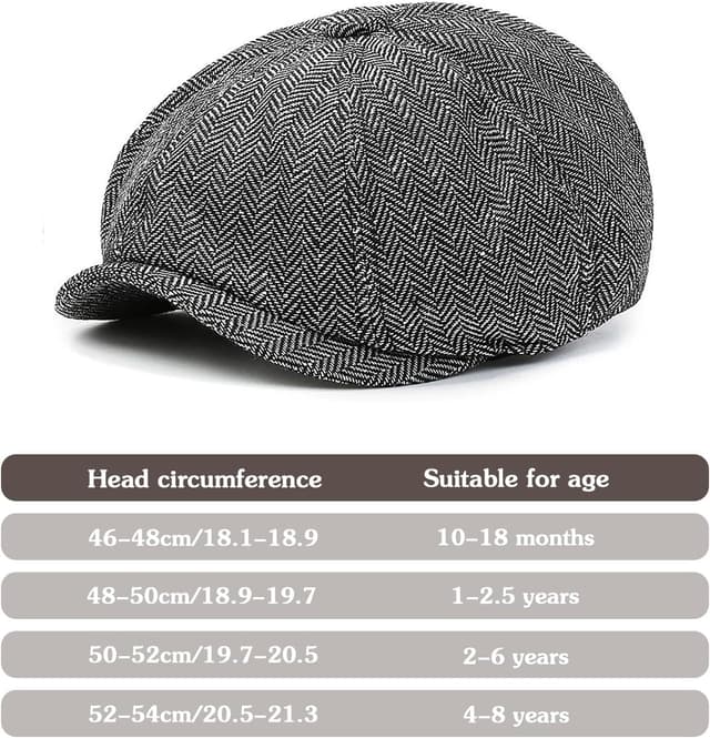 Thumbnail 6 de MCWTH Vintage Newsboy Cap for Toddler Boys (2–8 Years) – Tweed-style 8-piece herringbone with adjustable strap